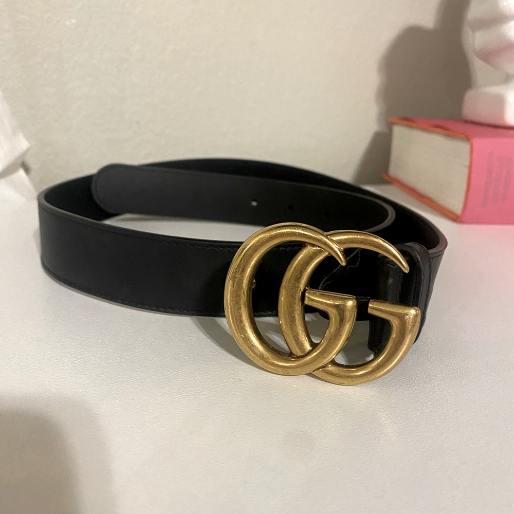 Gucci Black Belt with Gold Buckle